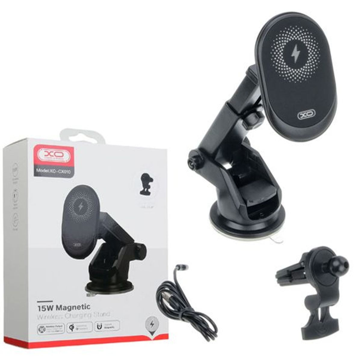 XO - Soporte Para Coche XO-CX010 Cargador Inalámbrico 15w Negro