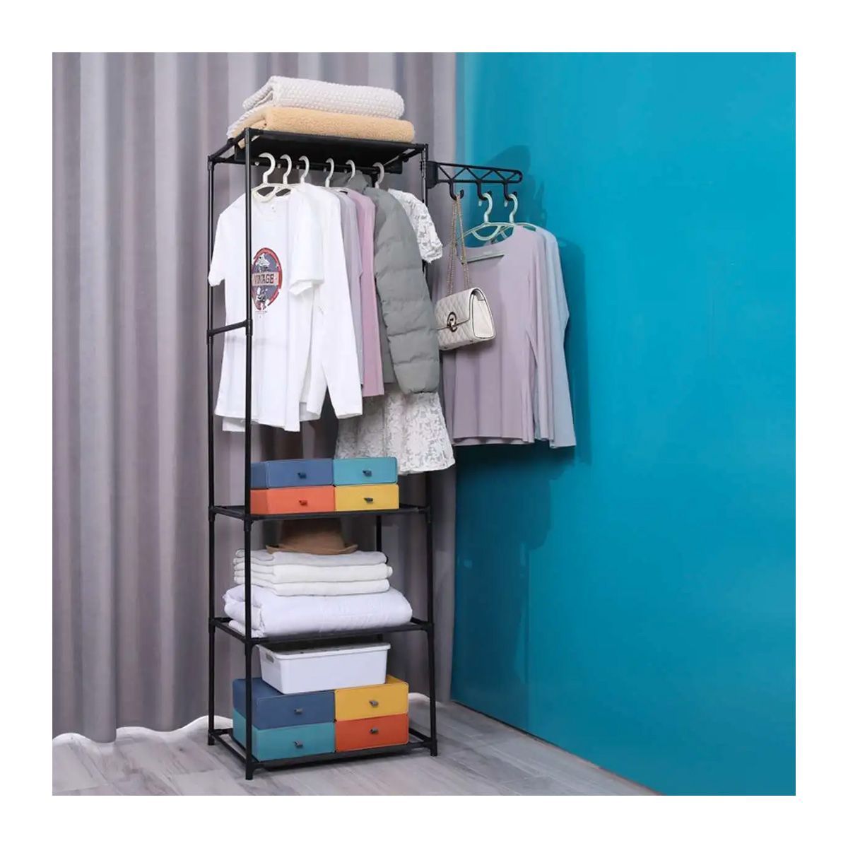 GRETAIL - Ropero Armario Closet Perchero Organizador Ropa 1 Cuerpos Negro