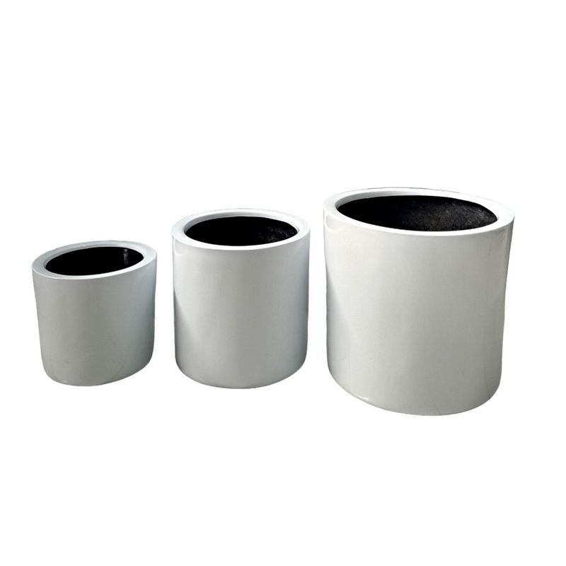 GENERICO - SET DE 3 MACETAS CILINDRO BLANCO