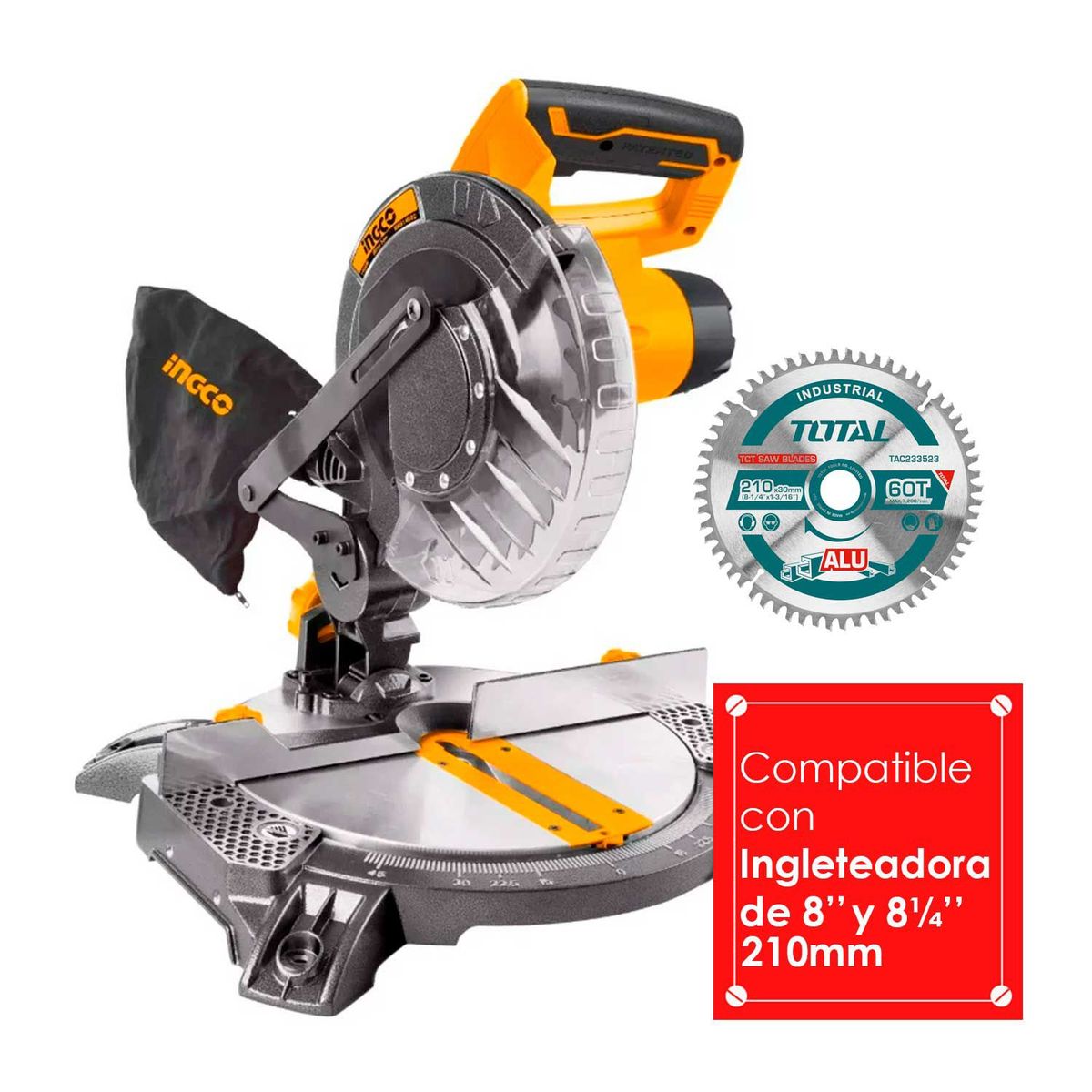 TOTAL TOOLS - DISCO CORTE ALUMINIO 8Â¼' TOTAL INGLETADORA 60 DIENTES - TAC233523
