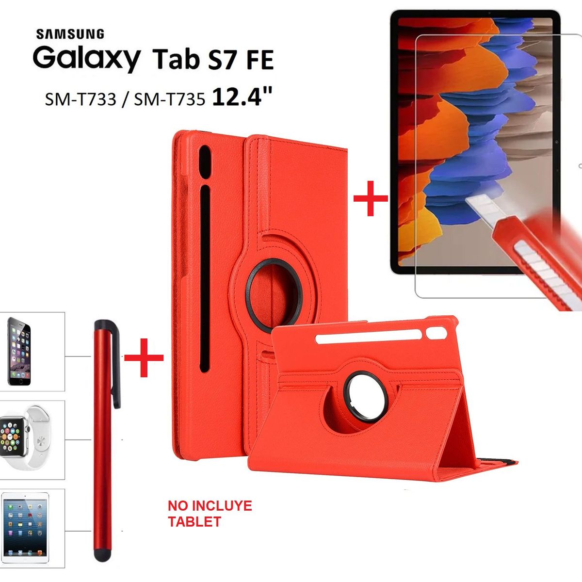 GENERICO - Funda Y Mica Y Lapiz para Samsung Tab S7 Fe 124 SM-T730 Case 360°