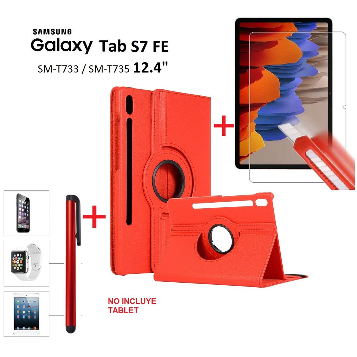 GENERICO - Funda Y Mica Y Lapiz para Samsung Tab S7 Fe 124 SM-T730 Case 360°