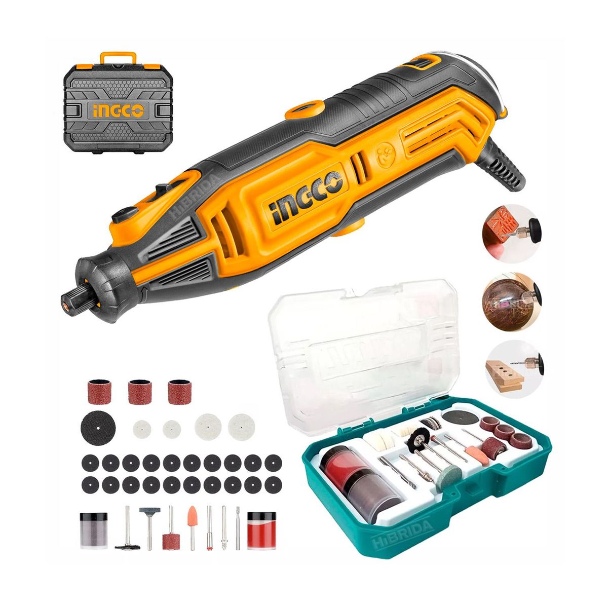 INGCO TOOLS - MNI GRINDER  130W TALADRO MULTIPROPÓSITO y SET 73PC INGCO
