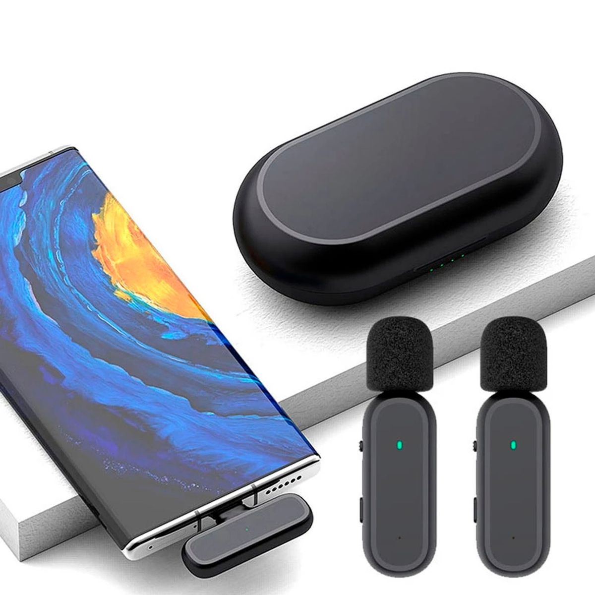 KREED - Micrófono Inalámbrico Dual con Case de Carga Tipo C - K61