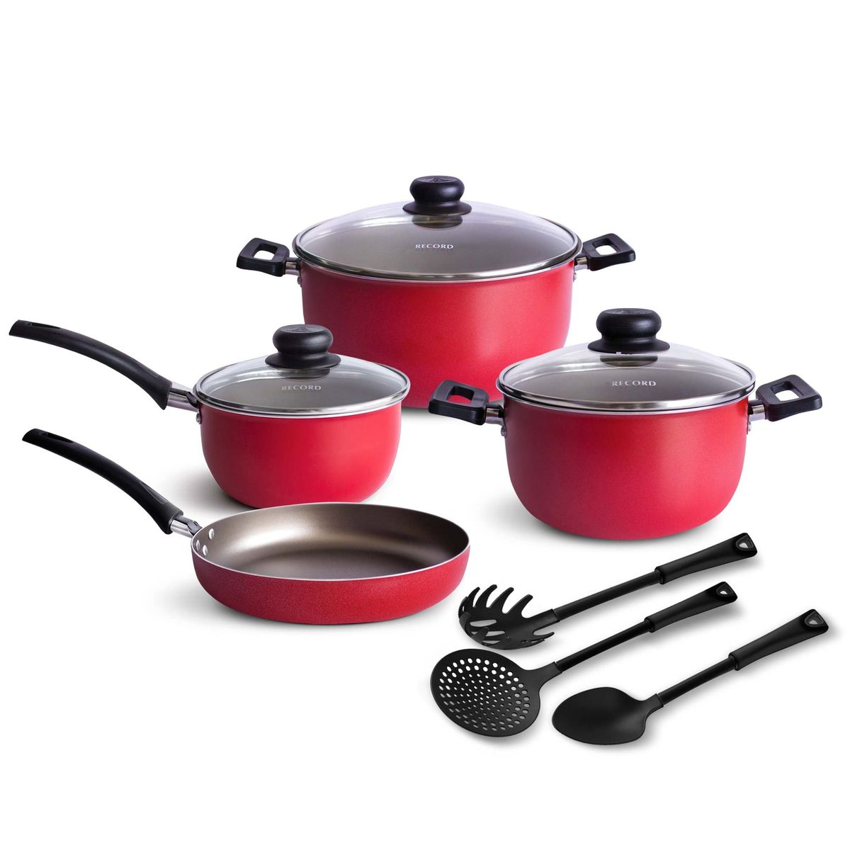 RECORD - Combo Juego de Ollas Deluxe 10 piezas y Set Cubiertos Basic 24 piezas