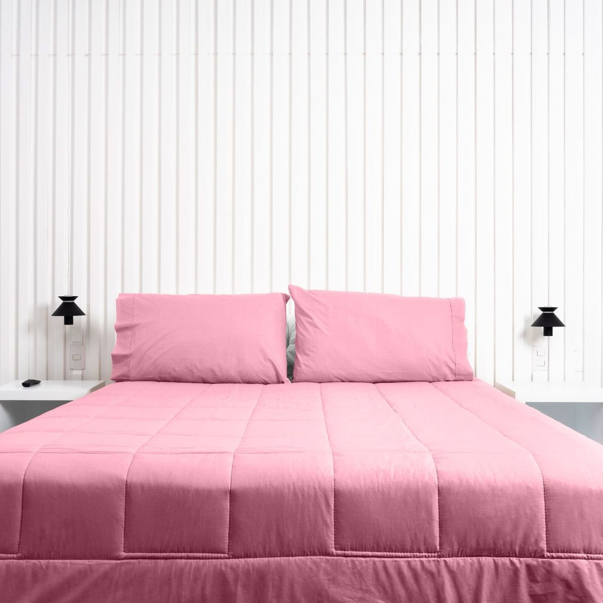 COBITEX HOME - Plumón Hipoalergénico + Funda Plumón Queen Palo Rosa Cobitex 100% algodón.