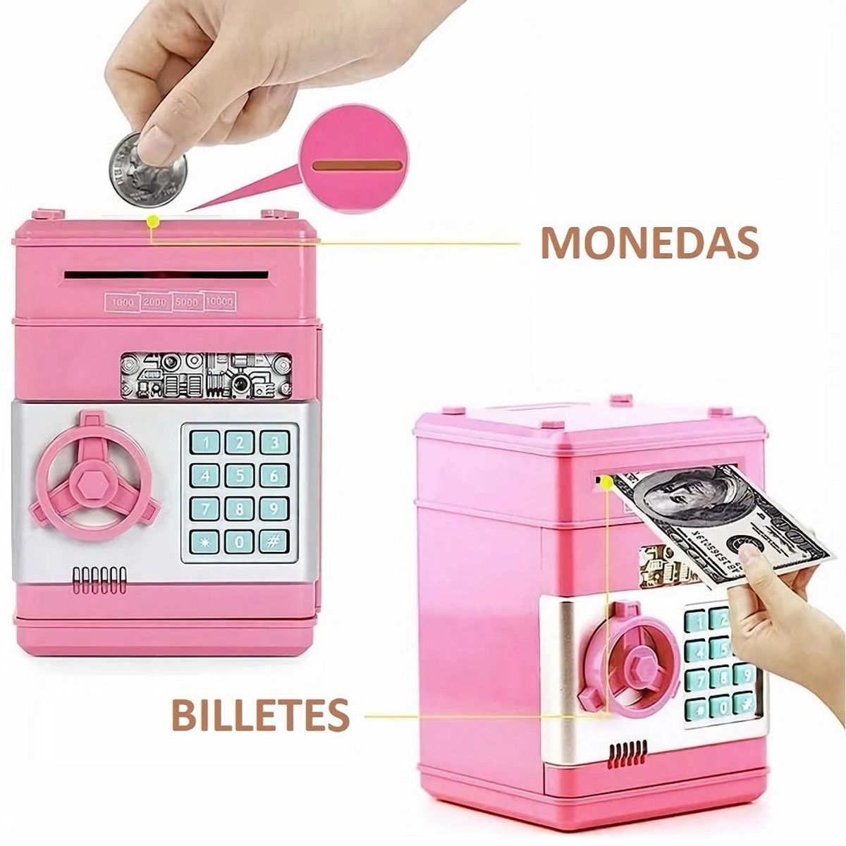 GENERICO - Alcancía Electrónica Modelo Caja Fuerte Color Rosado