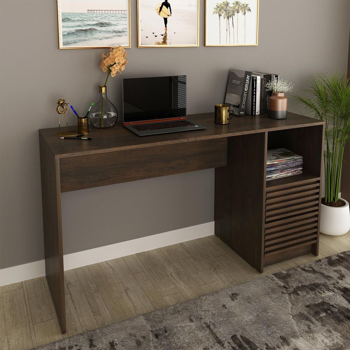 BONNO - Escritorio De Melamina Coleman Rustico Bonno