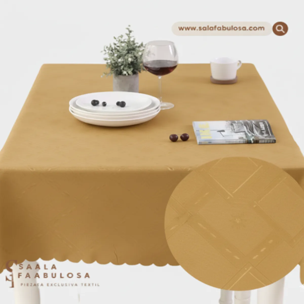 SALA FABULOSA - Mantel de comedor rectangular 2.50 x 1.50 Maíz