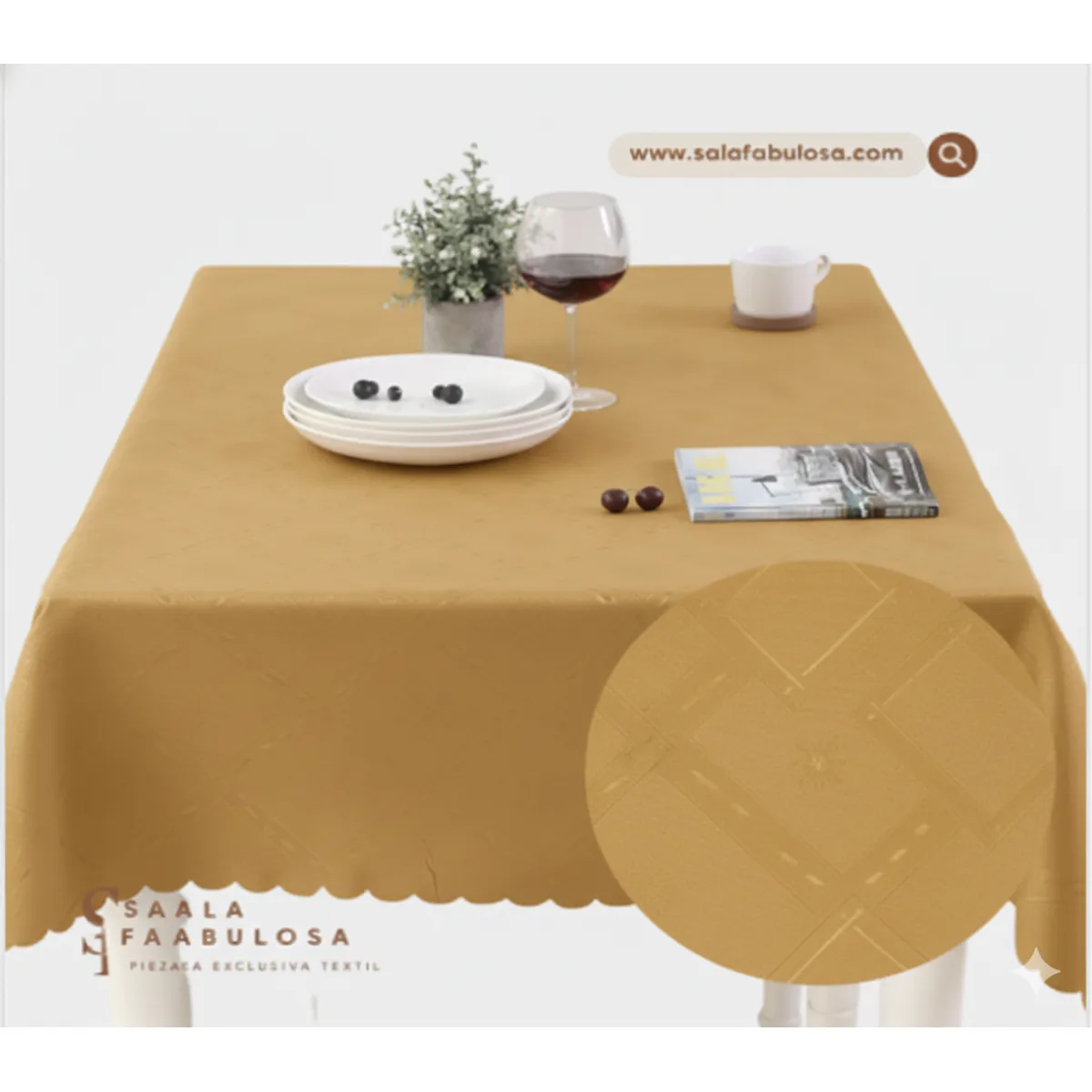 SALA FABULOSA - Mantel de comedor rectangular 2.50 x 1.50 Maíz