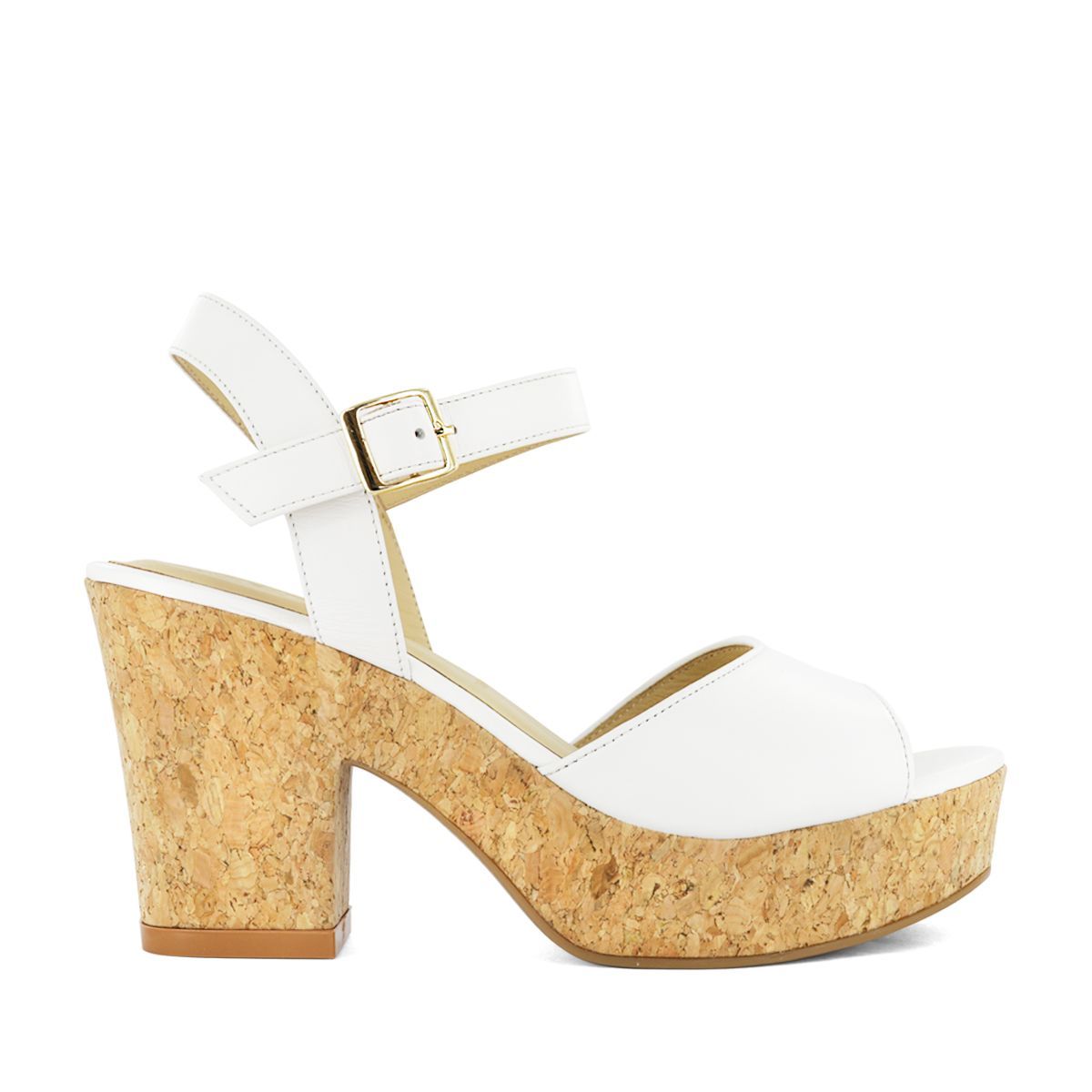 SESTRA - Sandalias Con Tacos Lexia01 Blanco Cuero Natural