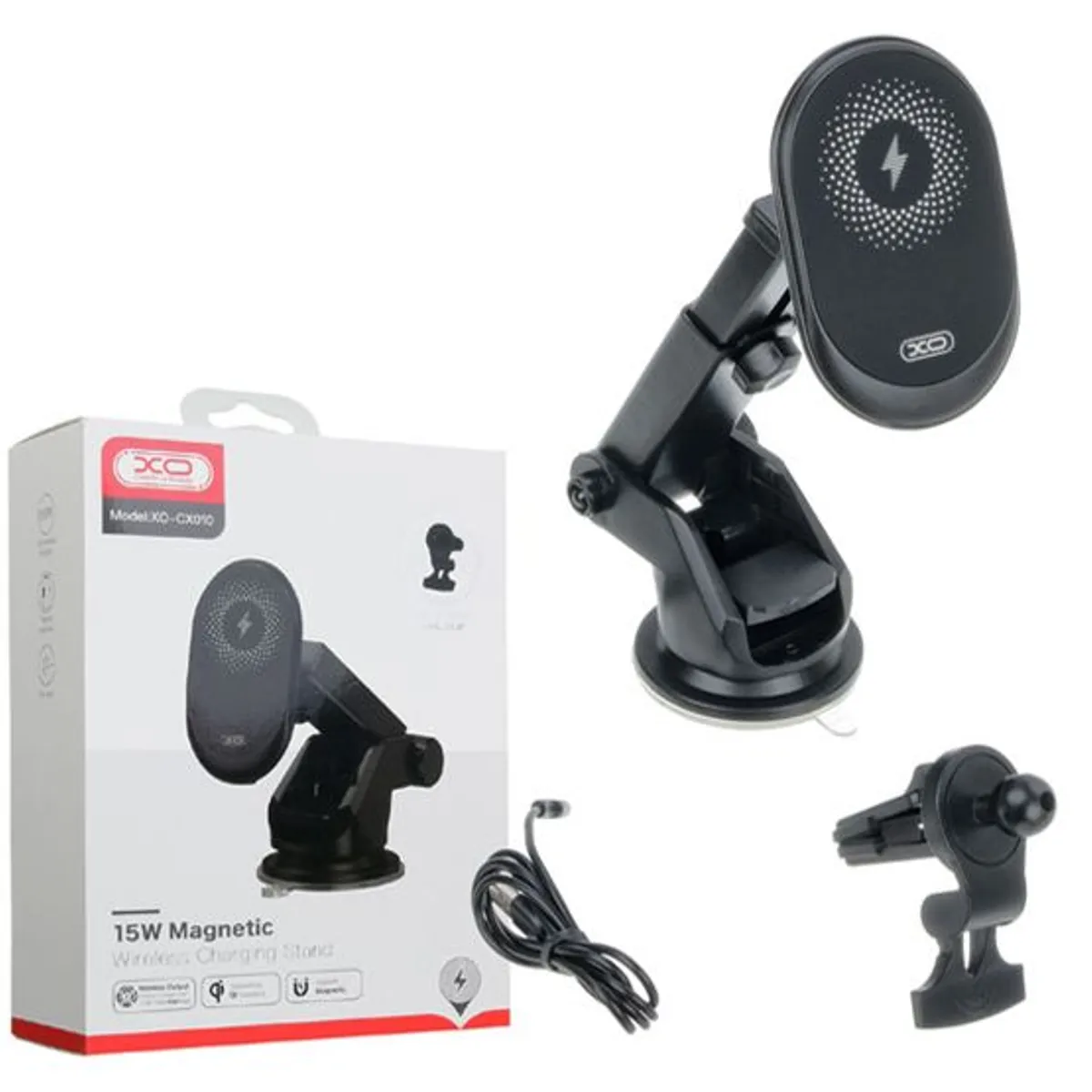 XO - Soporte Para Coche XO-CX010 Cargador Inalámbrico 15w Negro