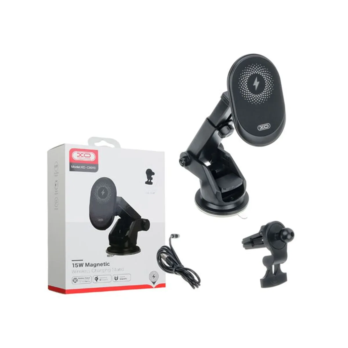 XO - Soporte Para Coche XO-CX010 Cargador Inalámbrico 15w Negro