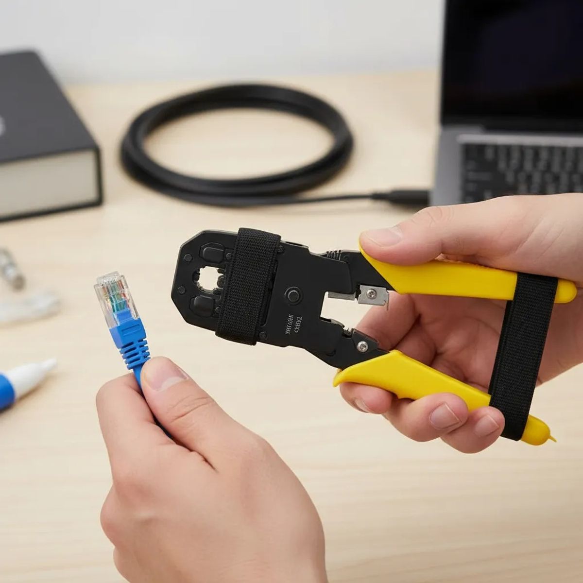 JPSYSTEMS - Kit Rastrea cable + Crimpeador + Testeador + Pelacable + Detector corriente + 15 RJ45 NF-1501