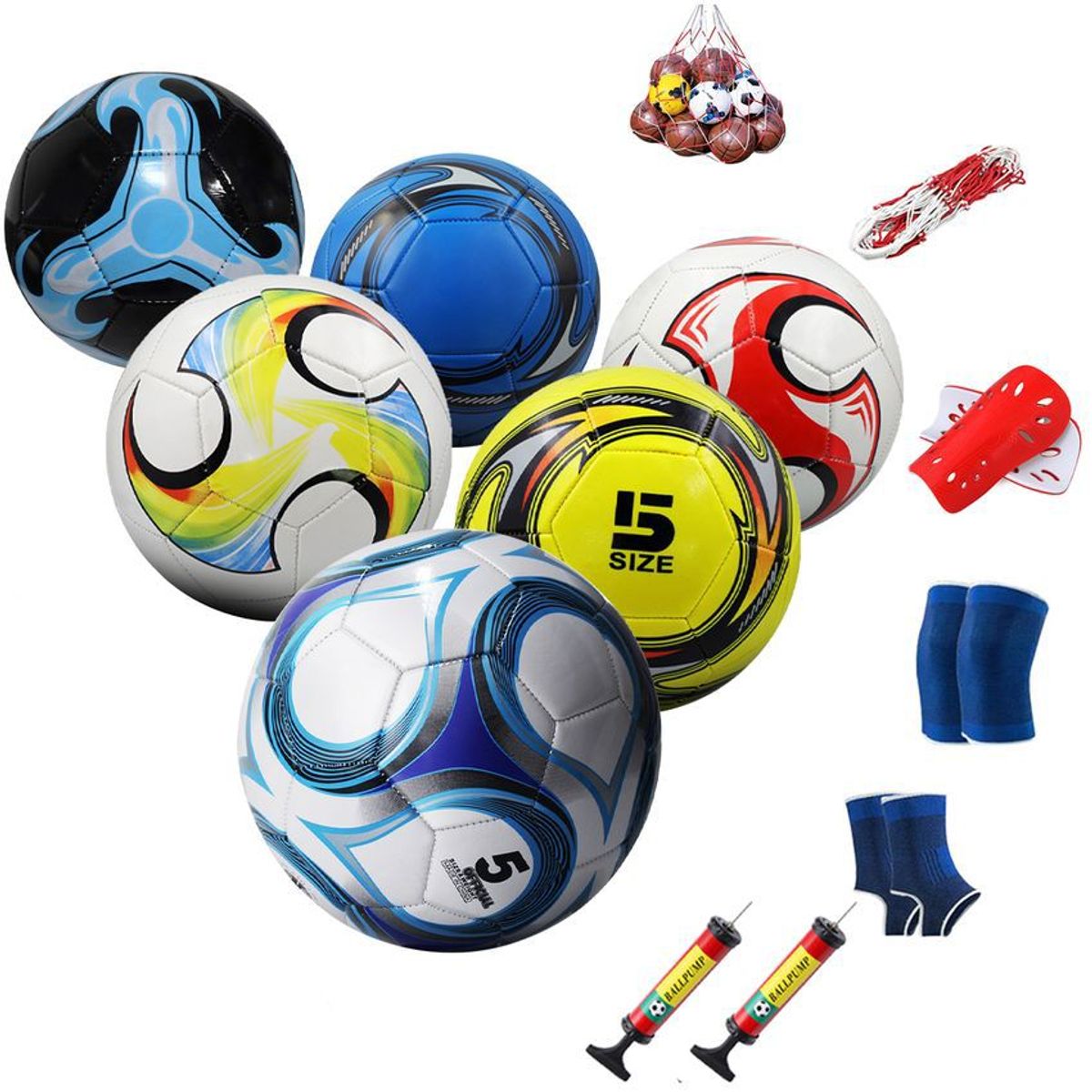 PUREPOWER - Paquetes de 6 tamaño 4 Balón de fútbol con bomba de aire-MIX