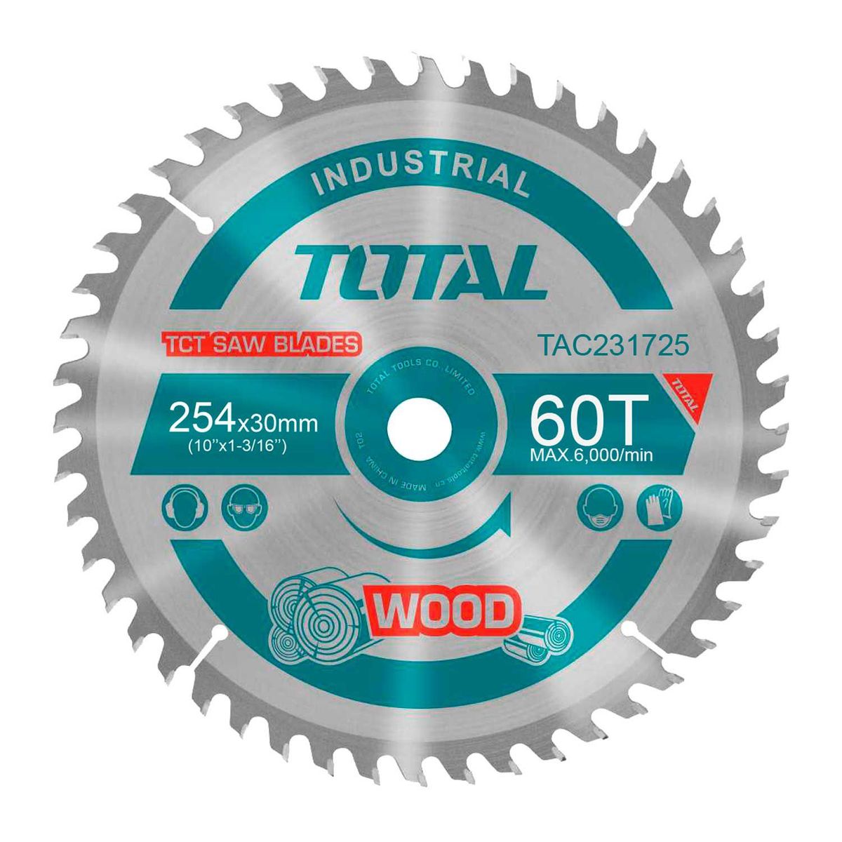 TOTAL TOOLS - DISCO CORTE MADERA 10'' TOTAL INGLETADORA 60 DIENTES - TAC231723