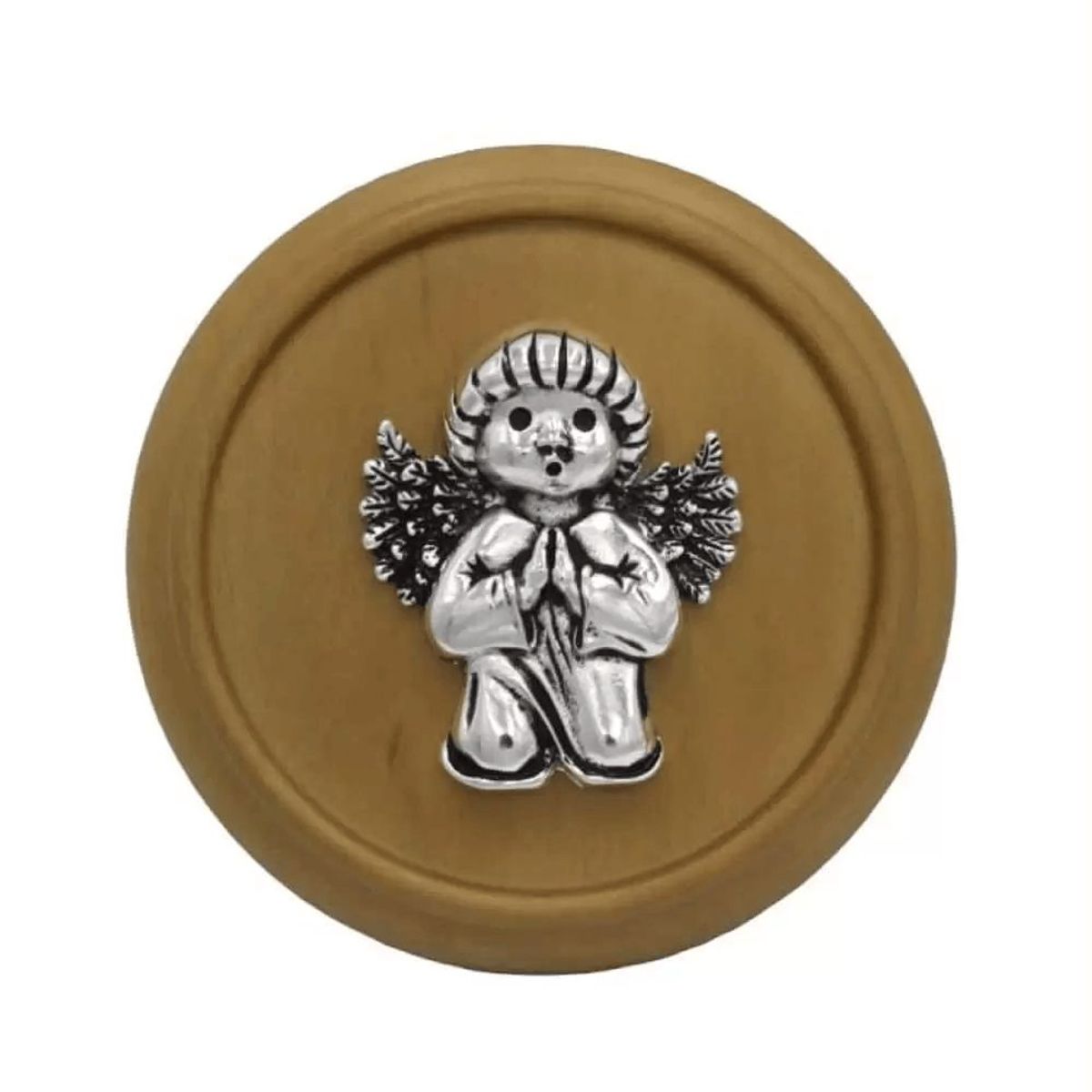 ARGENTARIA - Medalla de Cuna Angel Rezando  Plaqué y Madera