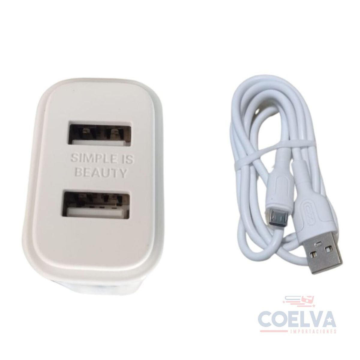 XO - XO-L90CUS Cargador Dual USB con cable Micro USB V8 de 12W max