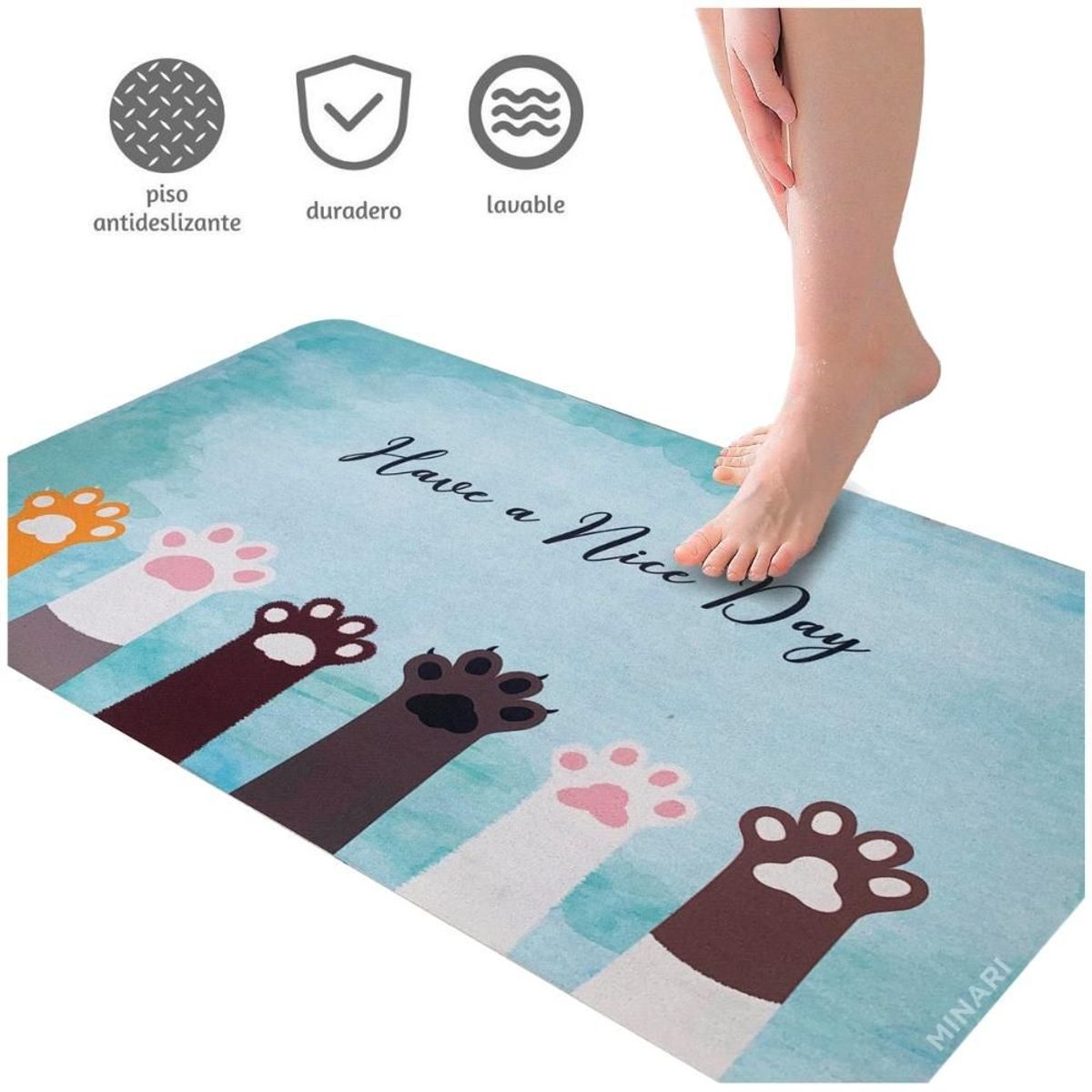 MINARI - Piso de Secado para Baño Alfombra Decorativa Absorbente Patas CL 357A