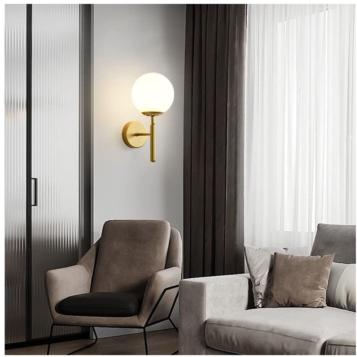 GENERICO - Lámpara de pared diseño farol dorado