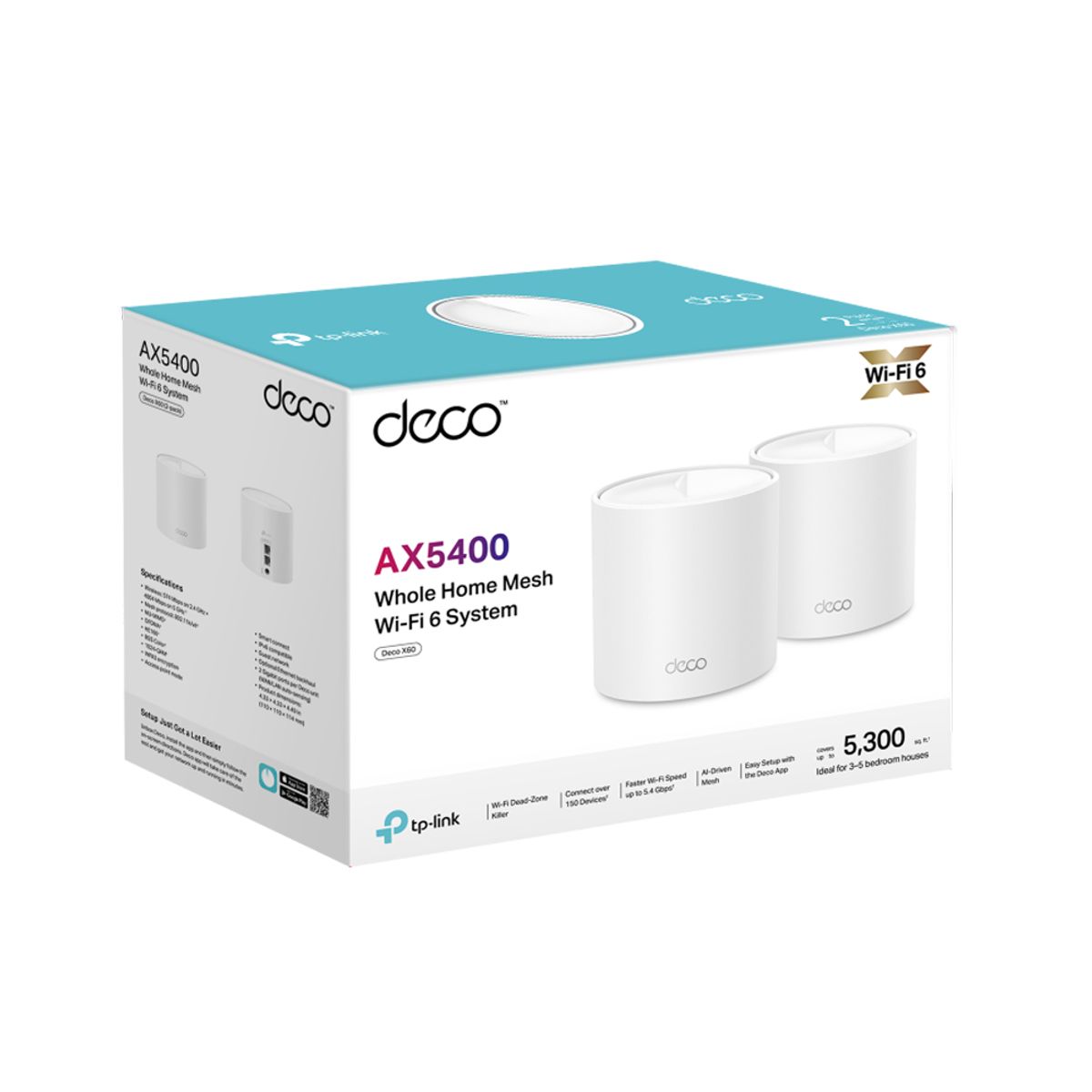 TP LINK - Deco X60 Pack de 2 Sistema Mesh AX3000  WI-FI 6 TP-Link