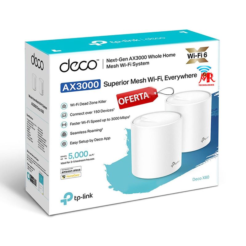 TP LINK - Deco X60 Pack de 2 Sistema Mesh AX3000  WI-FI 6 TP-Link