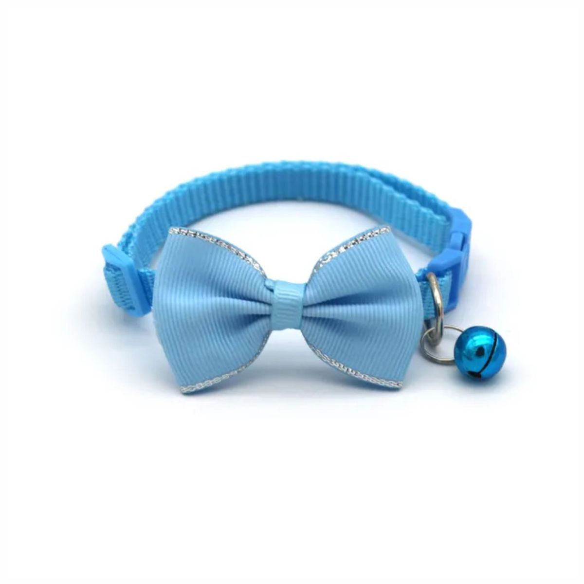 GENERICO - Collar Corbata Michi Cascabel para Gato Perro - Celeste