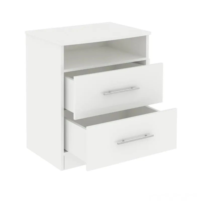 GENERICO - Velador Moderno Ulsan 2 Cajones Blanco - Gaudi