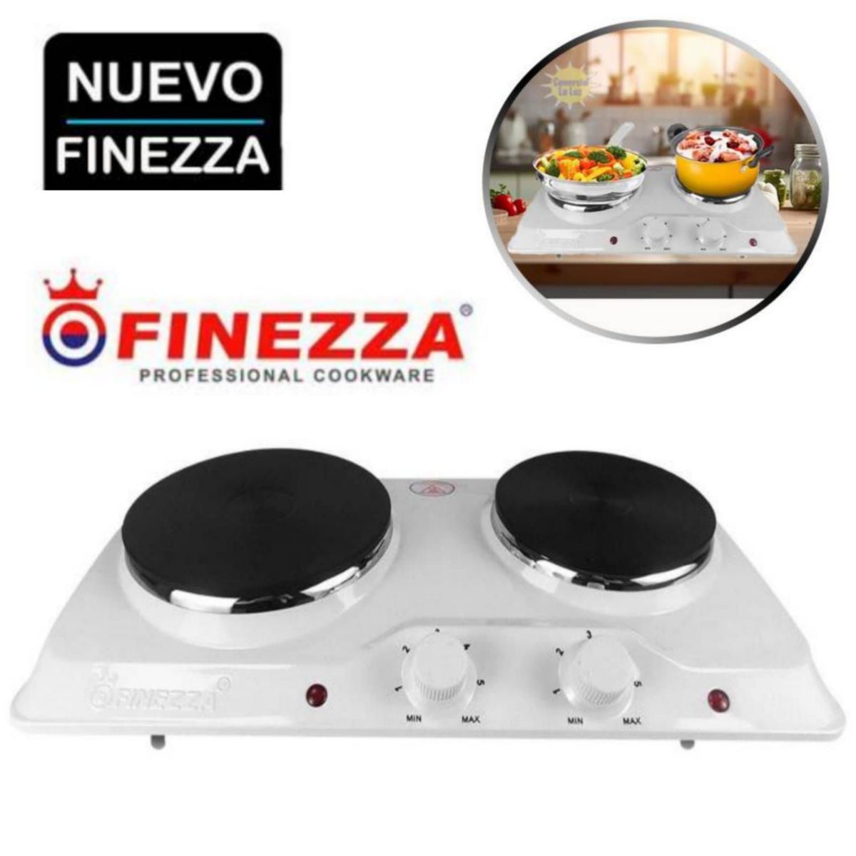FINEZZA - Cocina Eléctrica Finezza 2 Hornillas FZ-204D4B