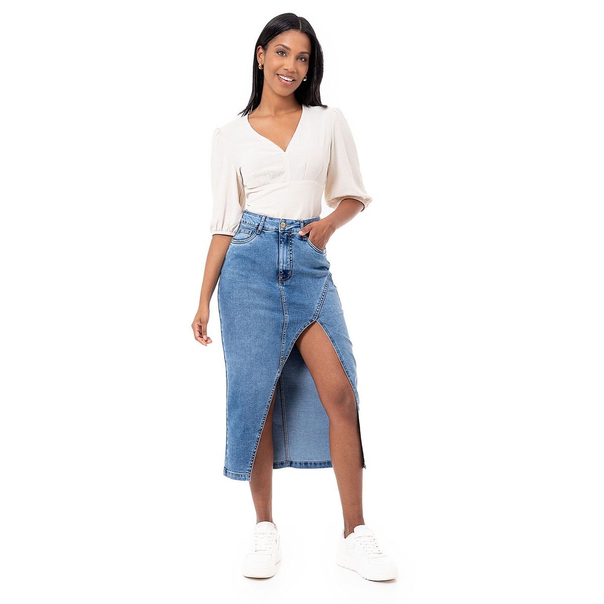 PIONIER - Falda Lar Denim Stretch Mujer Narim Pionier