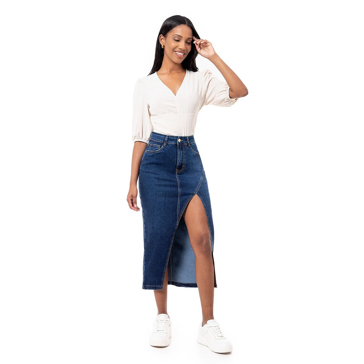 PIONIER - Falda Lar Denim Stretch Mujer Narim Pionier