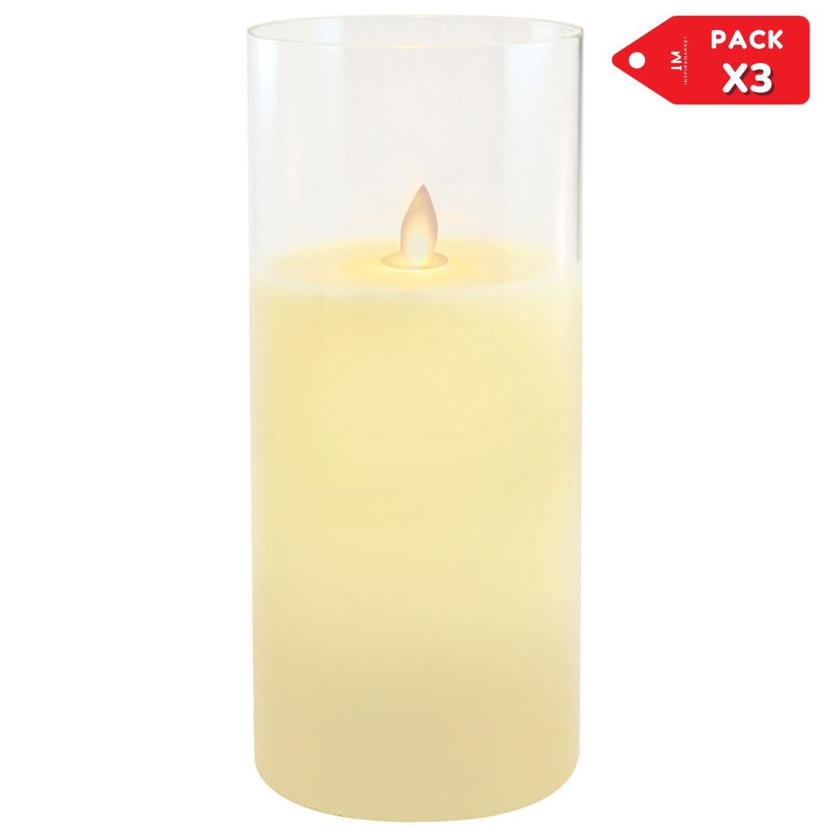 INSPIRA MARKET - Set x 3 Velas decorativas Vela LED vaso Pack x3