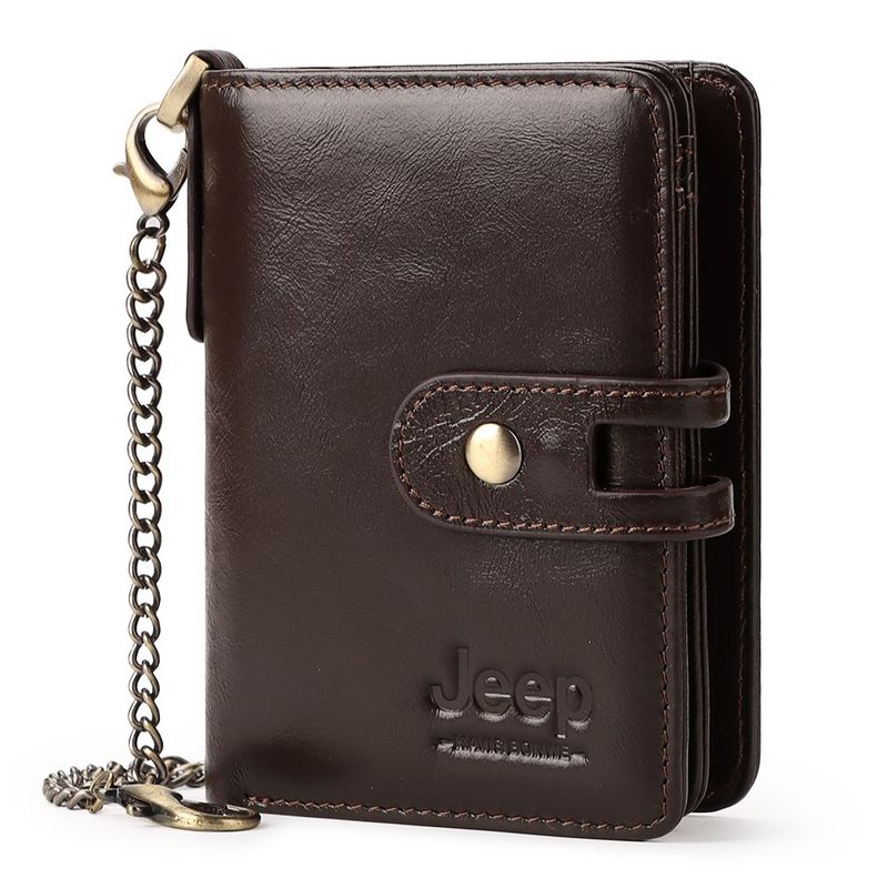 JEEP - Billetera JEEP de Cuero Vacuno Con Amplio Monedero y Cadena BP811M