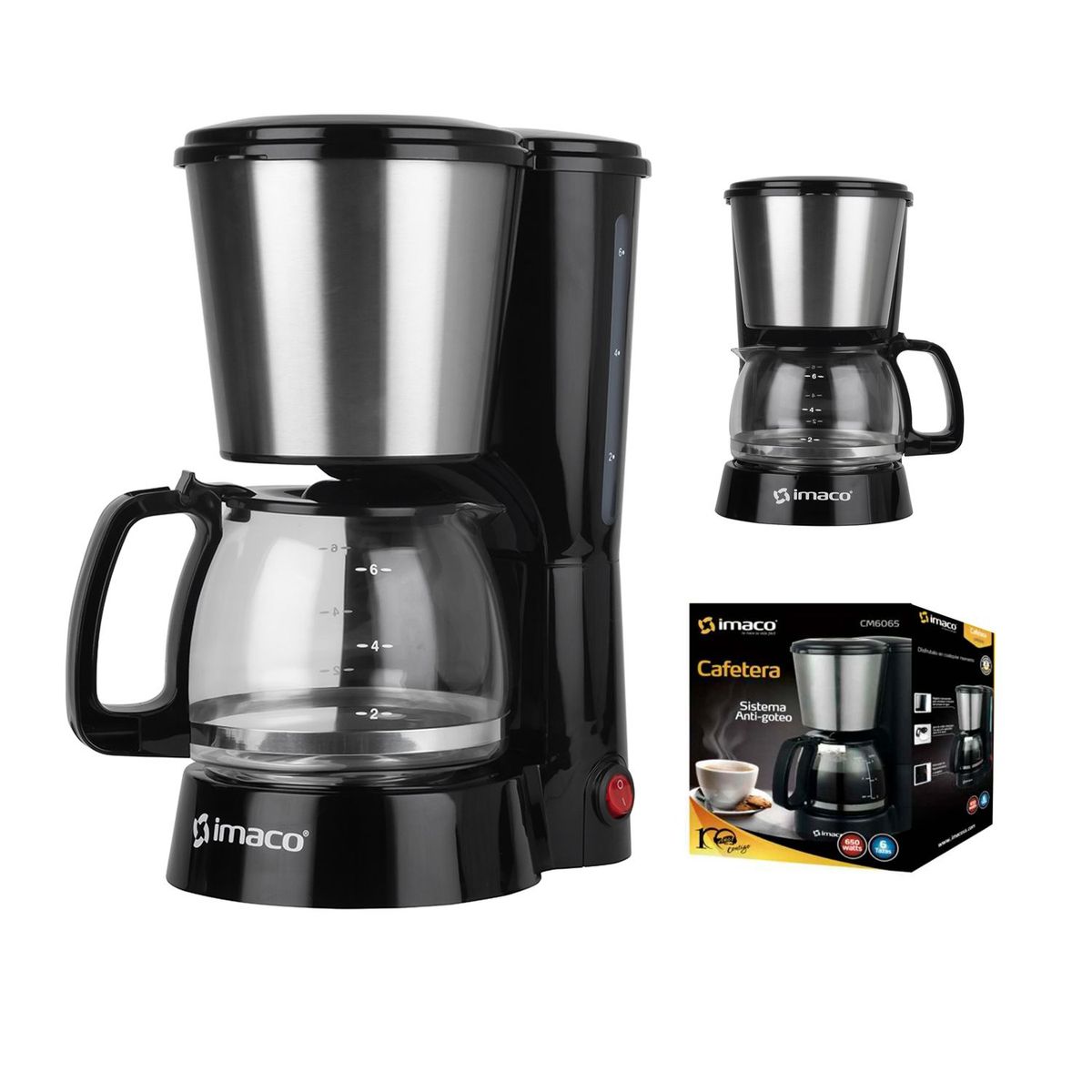 IMACO - Cafetera eléctrica Imaco CM6065 capacidad 6 tazas 650 watts