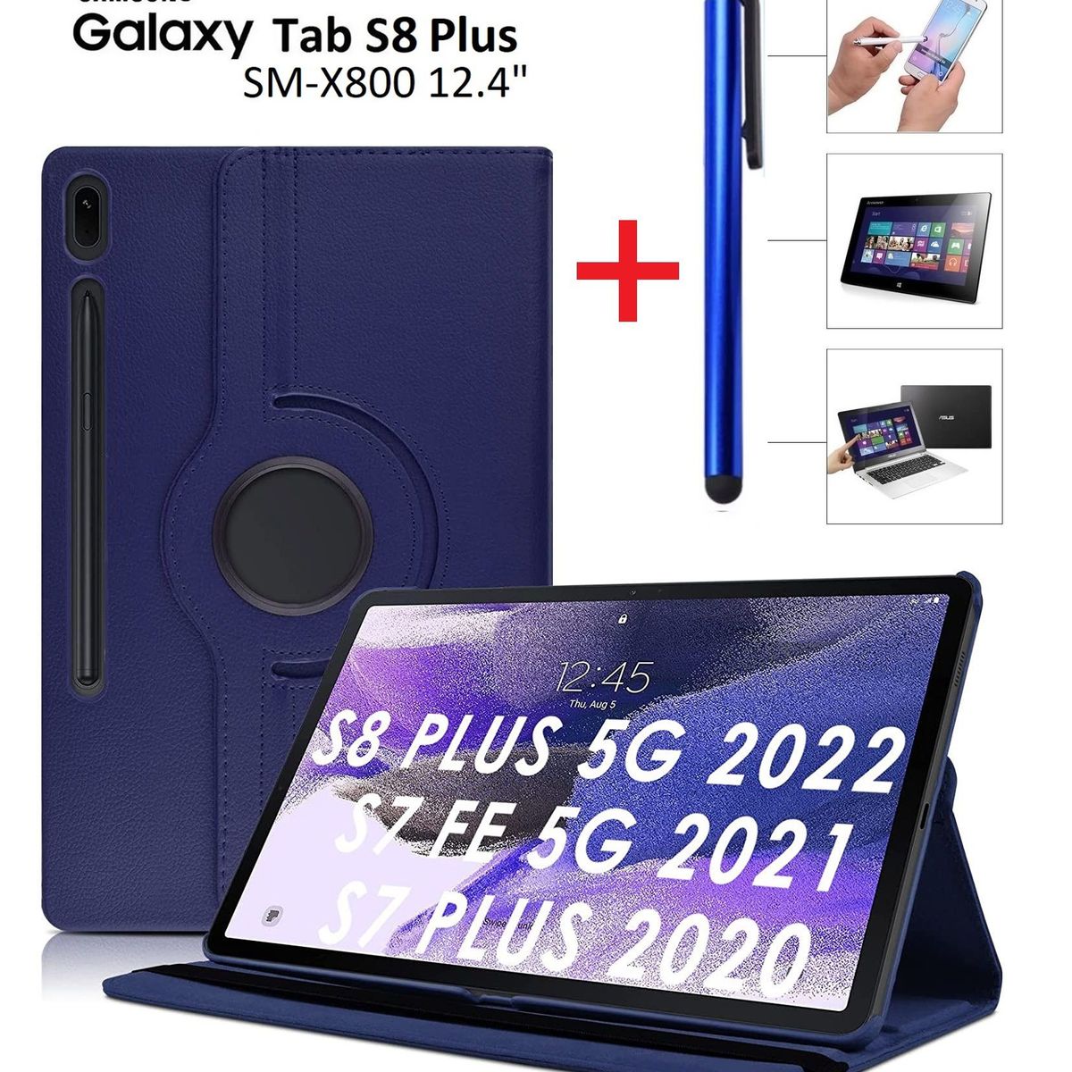 GENERICO - Funda Case 360° + Lapiz Optico para Samsung Tab S8+ Plus 12.4 SM-X800