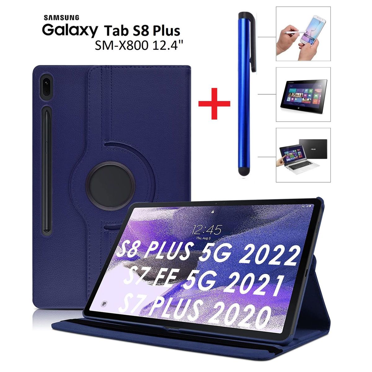 GENERICO - Funda Case 360° + Lapiz Optico para Samsung Tab S8+ Plus 12.4 SM-X800