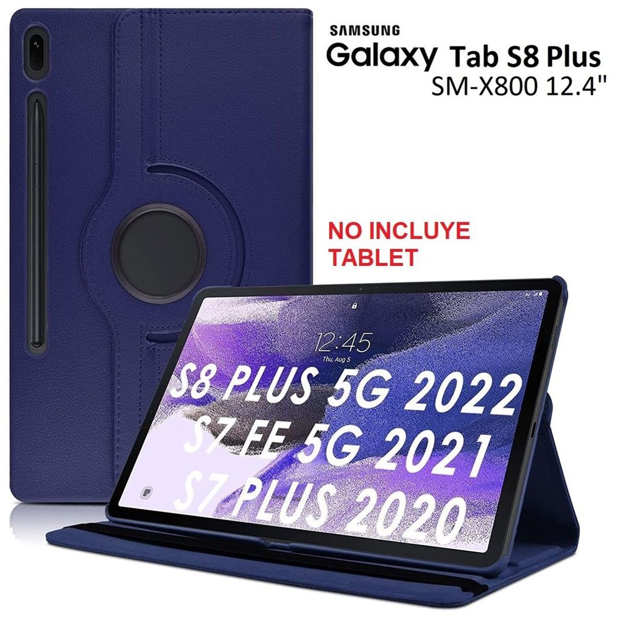 GENERICO - Funda Giratoria para Samsung Tab S8+ Plus 12.4 SM-X800 Case Flip Cover
