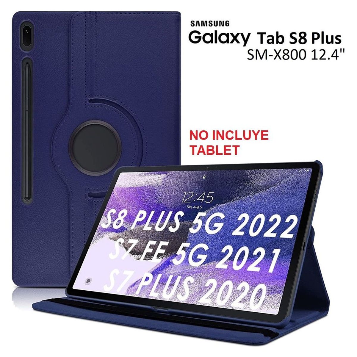 GENERICO - Funda Giratoria para Samsung Tab S8+ Plus 12.4 SM-X800 Case Flip Cover