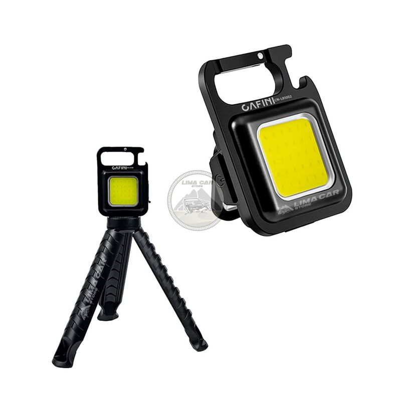 CAFINI - Mini Linterna LED con Tripode Recargable Llavero Destapador Cafini