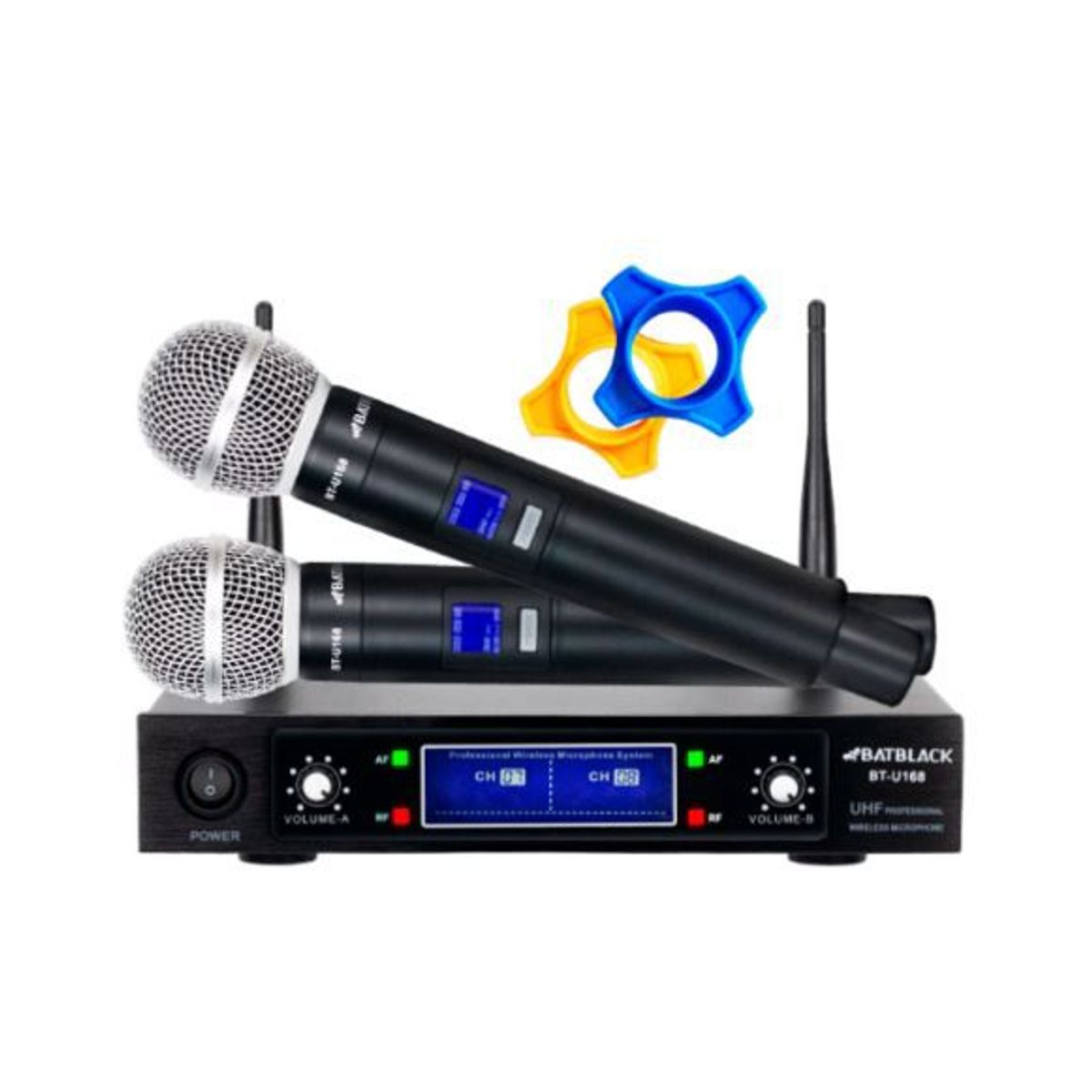 BATBLACK - Micrófono Inalámbrico Doble Profesional UHF BT-U168 BATBLACK