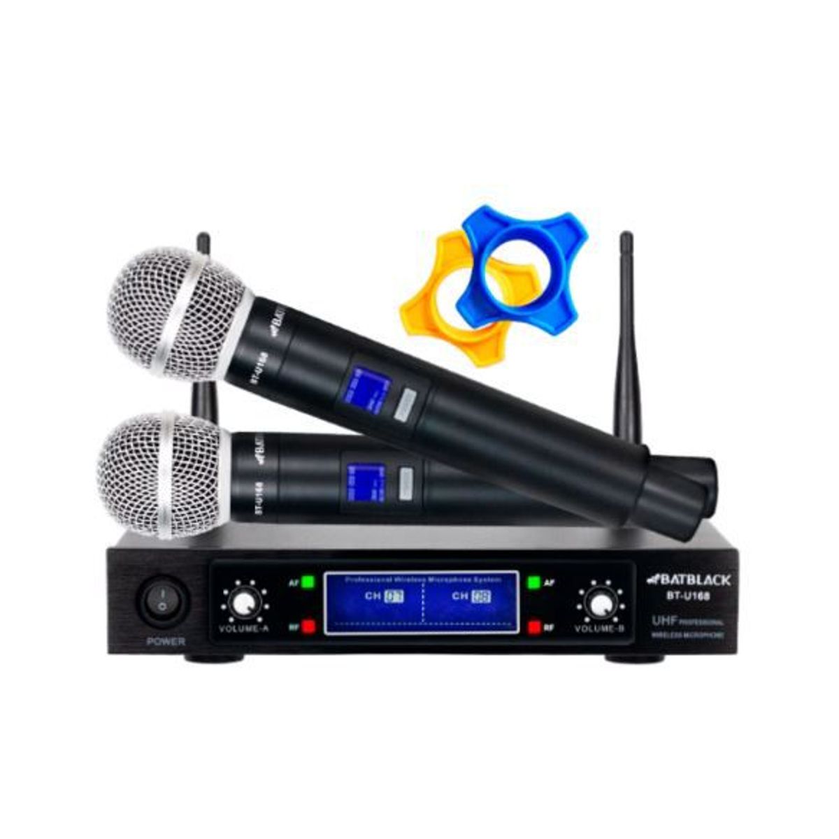 BATBLACK - Micrófono Inalámbrico Doble Profesional UHF BT-U168 BATBLACK