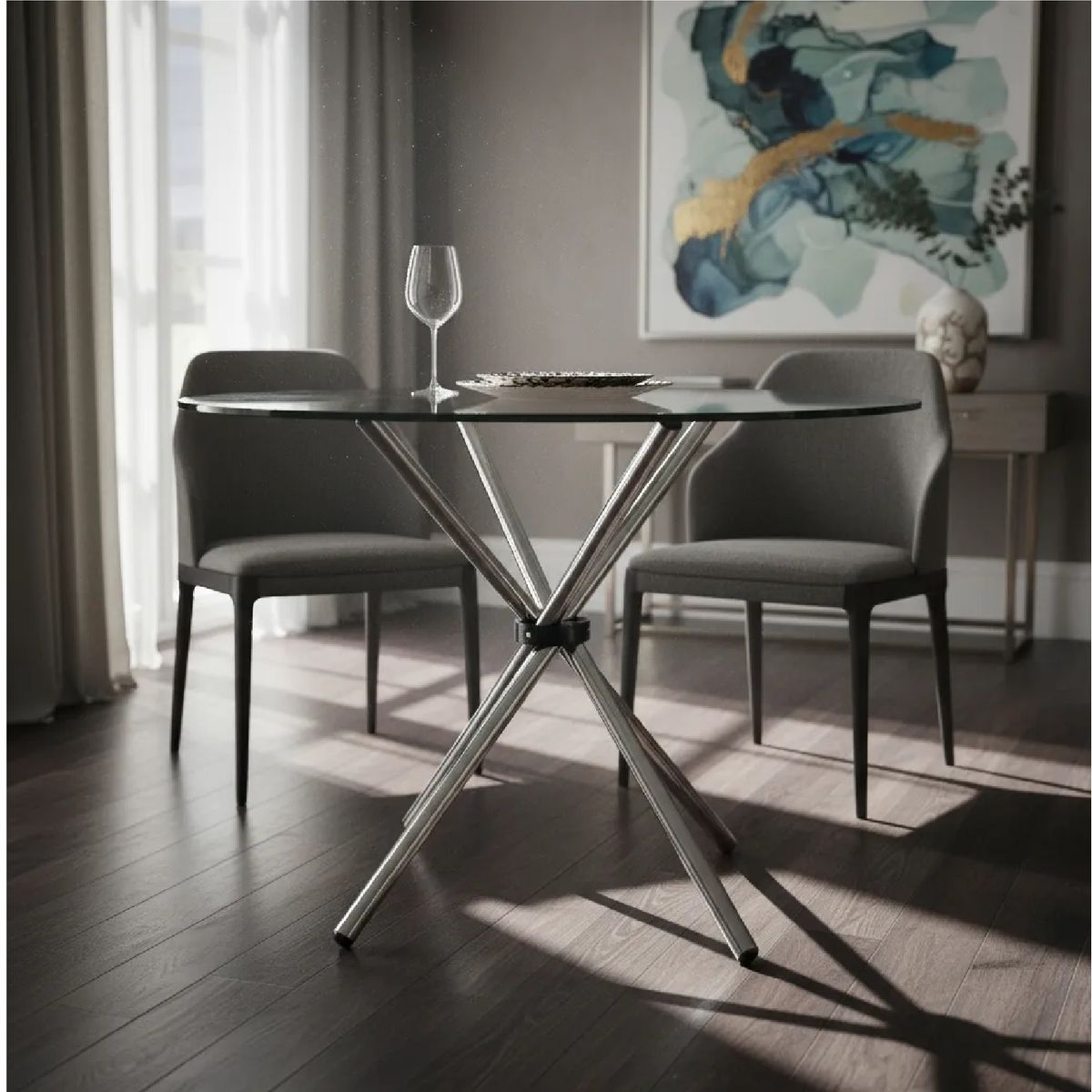 MOBELART - Mesa Nodos 90 cm Vidrio möbelArt