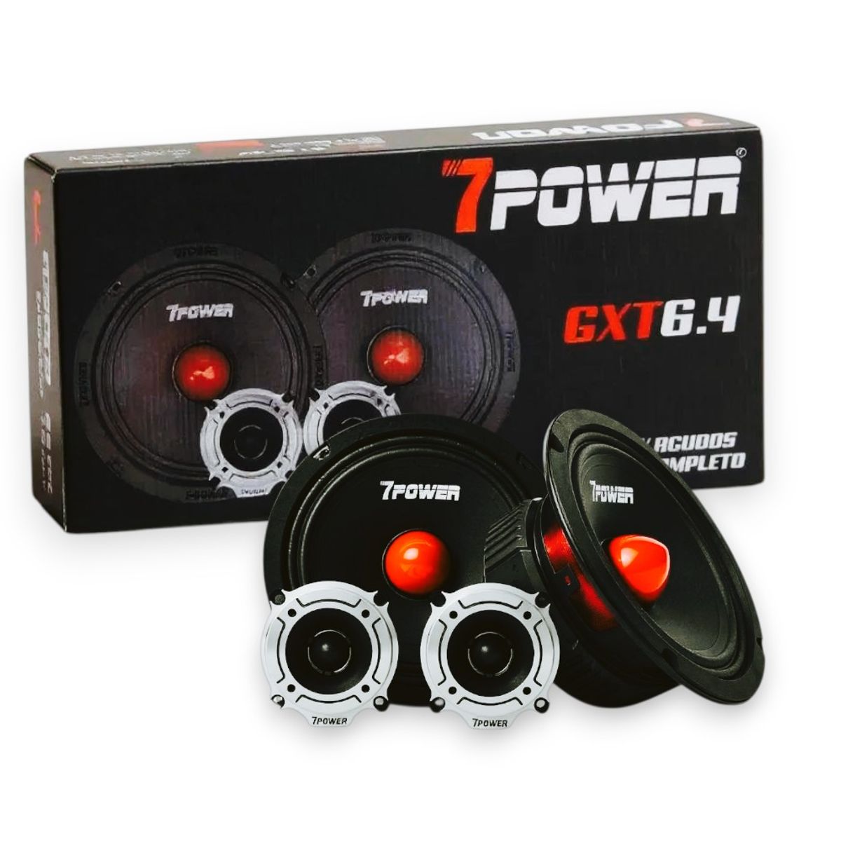 GENERICO - Parlantes Medios Rango 6.5 Pulgadas 450W + Tweeter Bala 300W 7 POWER