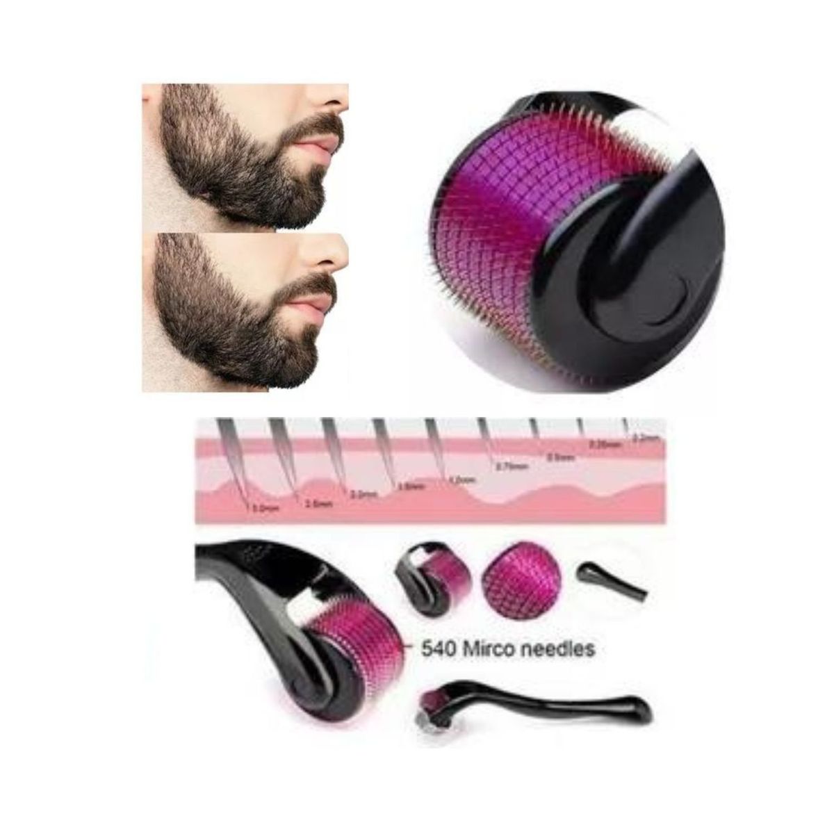 ROHS - Rodillo  Derma Roller  para la Piel Barba y Cabello 05mm