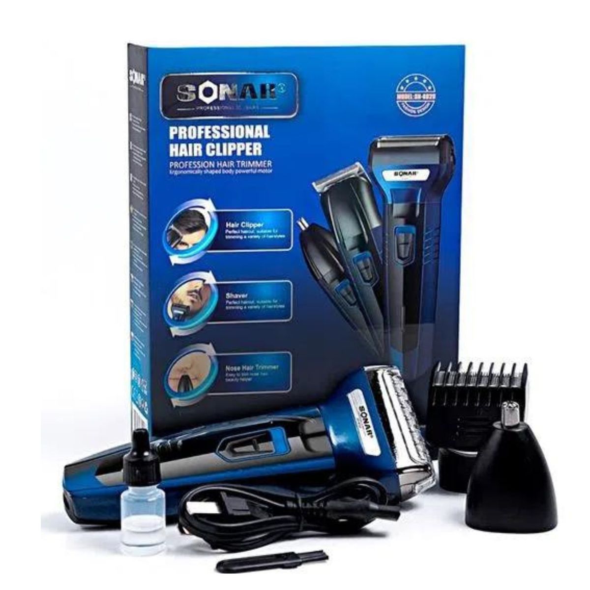 SONAR - Máquina de Afeitar Inalámbrica 3 en 1 para Nariz Barba y Cabello