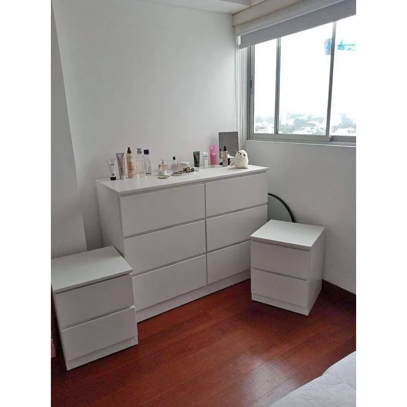 AMUEBLE - Comoda y veladores, cajoneras con corredizas *ANDREA*  MELAMINA 18MM