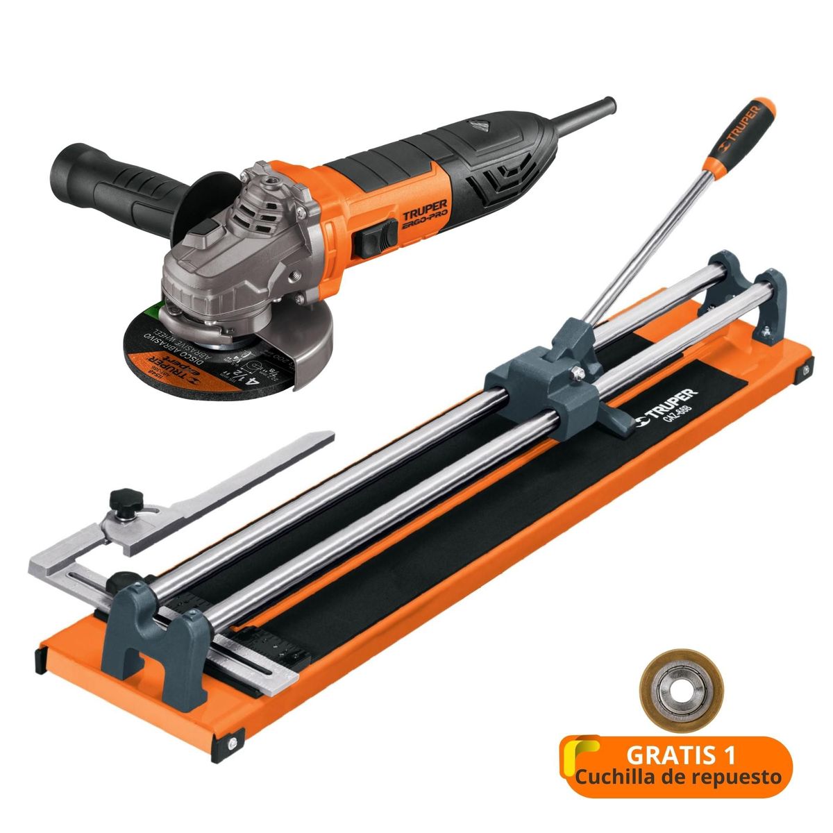 TRUPER - COMBO AMOLADORA ERGO PRO CORTADOR DE PORCELANATO MAYOLICA CERAMICOS