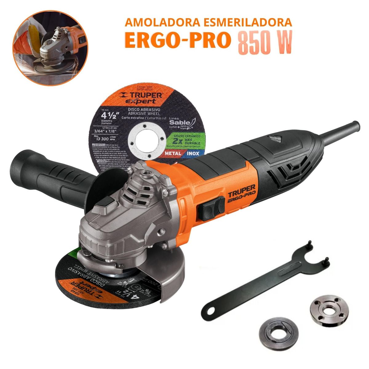 TRUPER - COMBO AMOLADORA ERGO PRO CORTADOR DE PORCELANATO MAYOLICA CERAMICOS