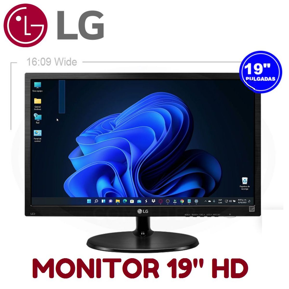 LG - Monitor LG 19 Pulgadas HD entradas HDMI y VGA (1366 x 768) 19M38H