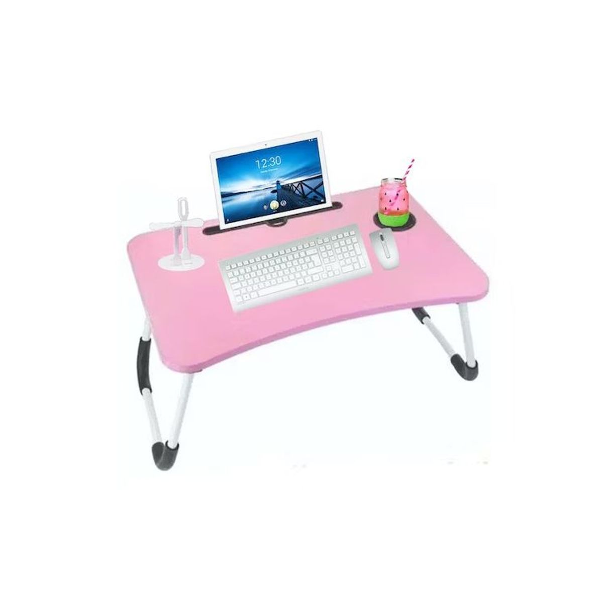 GENERICO - MESA MULTIUSOS PORTATIL CON USB COLOR ROSADO